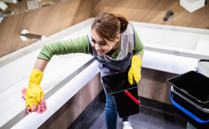 beautiful young woman cleaning shopping mall cleaning concept 1 Fiacon Cleaning Services